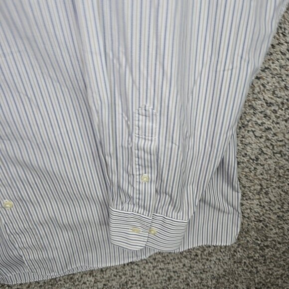 Jos A Bank Shirt Mens XL Blue Striped Button Down Travelers Cotton Pocket - Picture 2 of 7